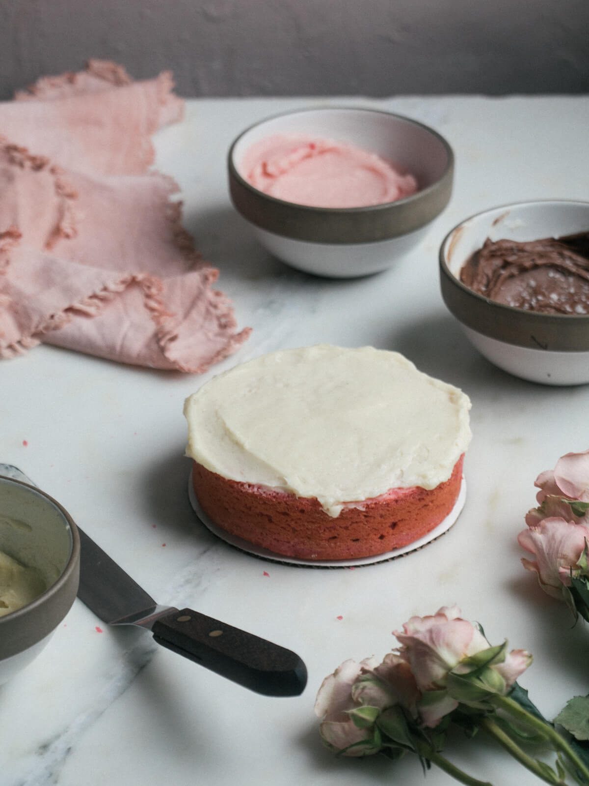 The cake is usually a pink layer