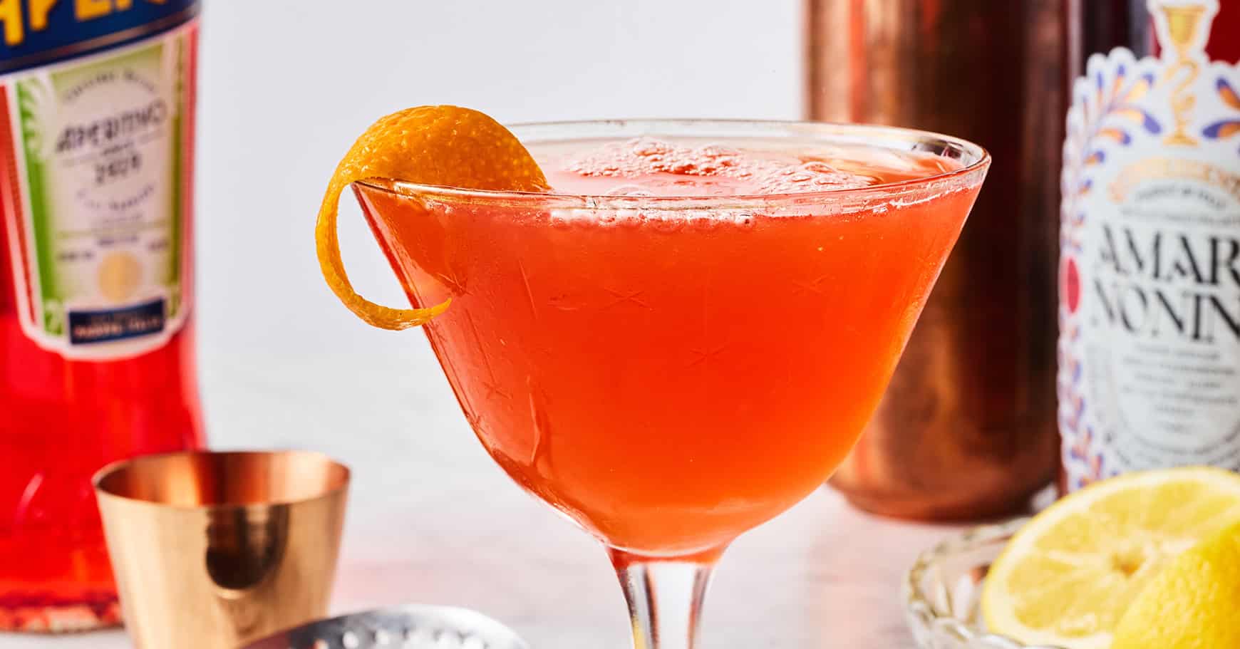 Cocktail shaker with ingredients