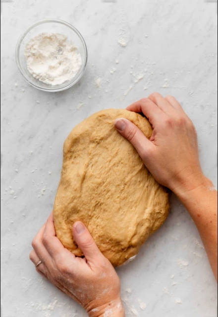 Here’s the dough as we’re kneading it