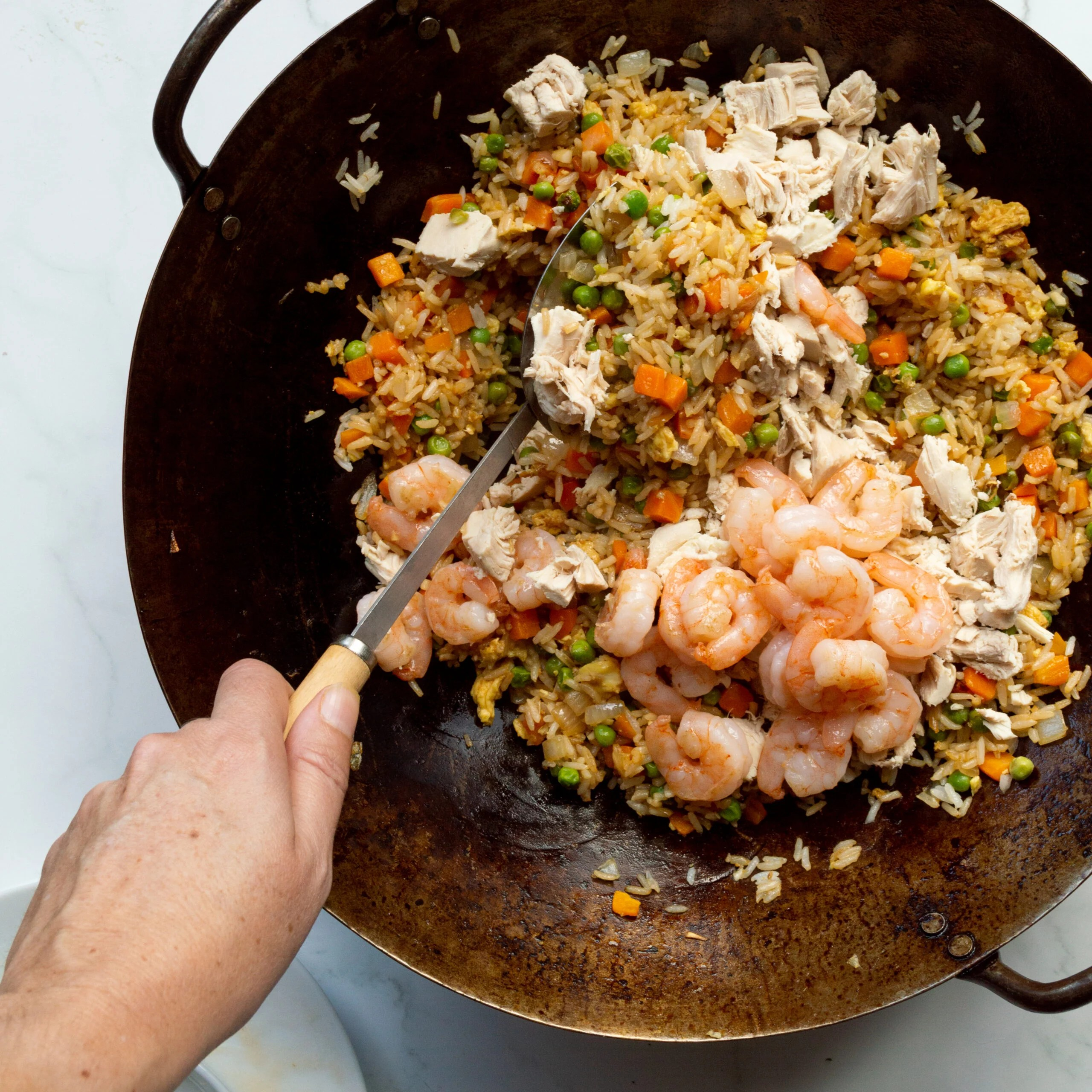 Add the frozen mixed vegetables to the skillet and cook for 3-4 minutes until they're heated through and slightly tender